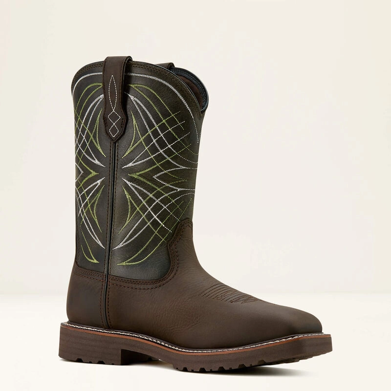 Ariat Activator Uomo Stivali Western Impermeabili Antinfortunistici Marrone/Verde: Lavoro e Stile Senza Compromessi!
